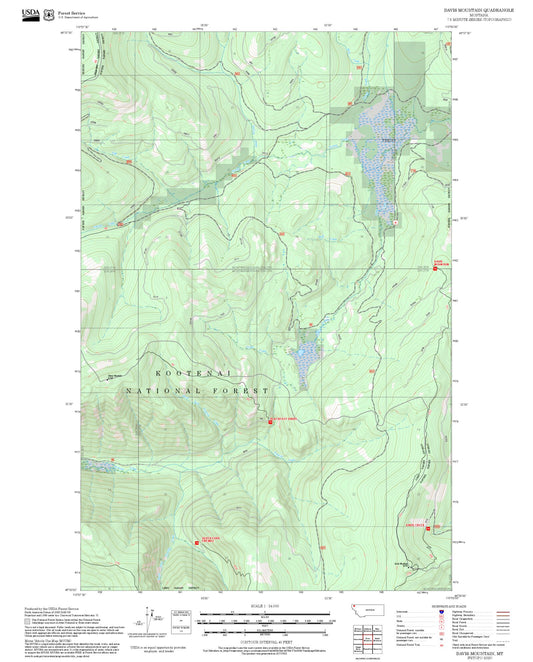 2025 Forest Service Topo Map of Davis Mountain Montana