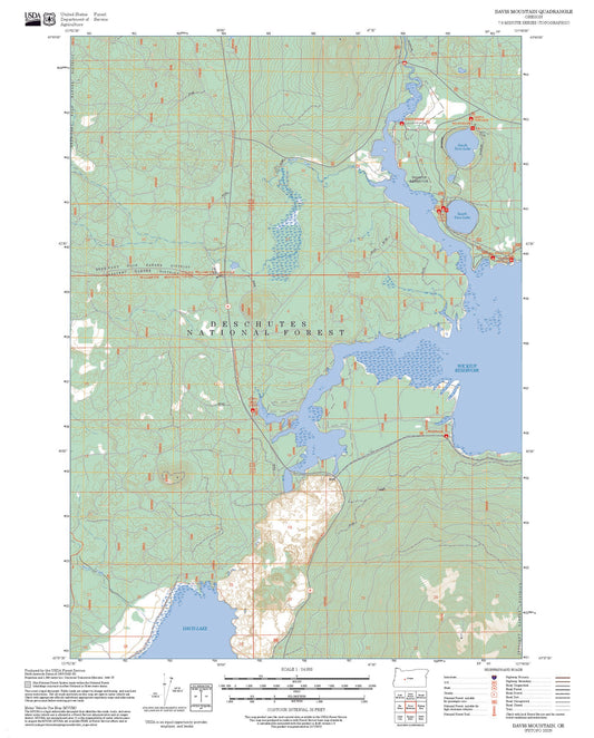 2025 Forest Service Topo Map of Davis Mountain Oregon