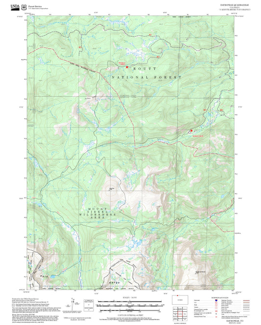 2025 Forest Service Topo Map of Davis Peak Colorado
