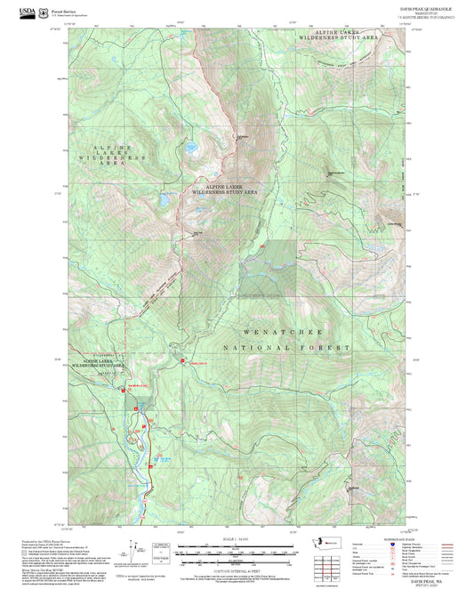 2025 Forest Service Topo Map of Davis Peak Washington