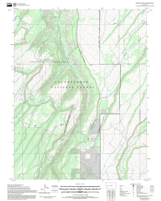 2025 Forest Service Topo Map of Davis Point Colorado