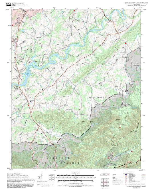 2025 Forest Service Topo Map of Davy Crockett Lake Tennessee