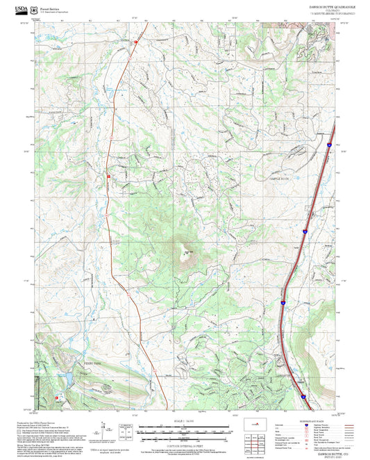 2025 Forest Service Topo Map of Dawson Butte Colorado