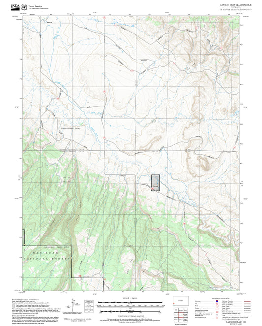 2025 Forest Service Topo Map of Dawson Draw Colorado