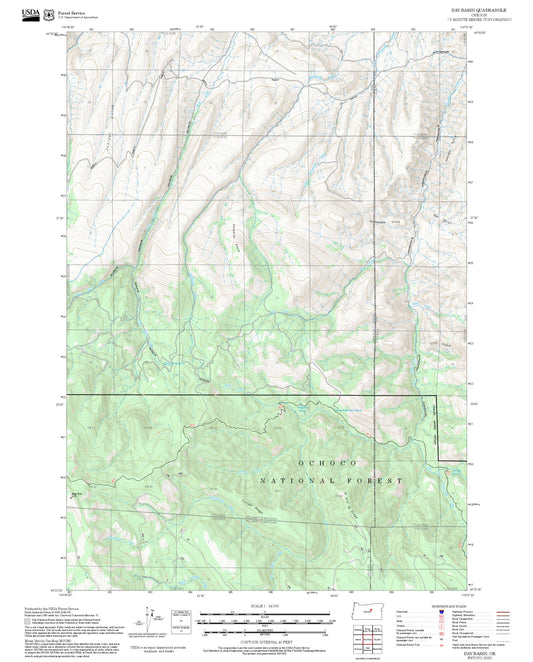 2025 Forest Service Topo Map of Day Basin Oregon