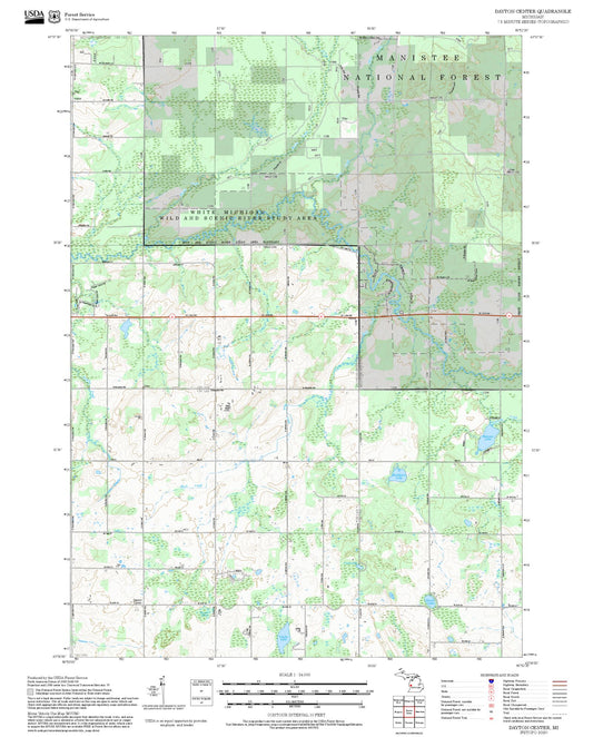2025 Forest Service Topo Map of Dayton Center Michigan
