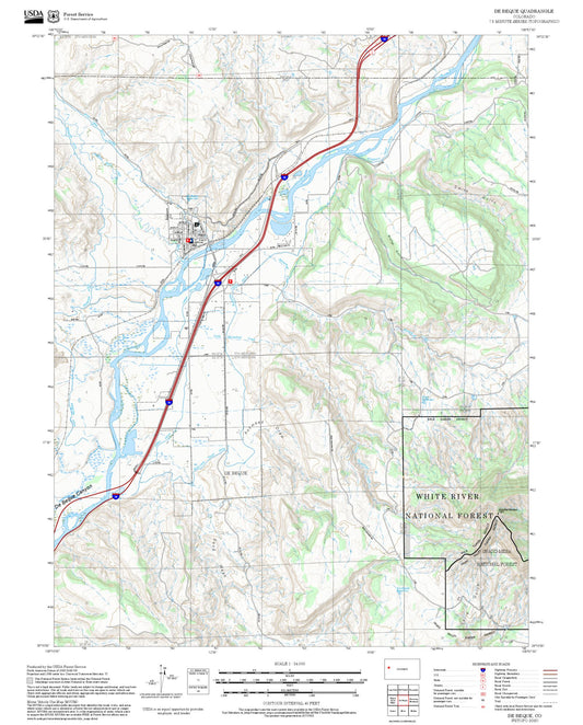 2025 Forest Service Topo Map of De Beque Colorado
