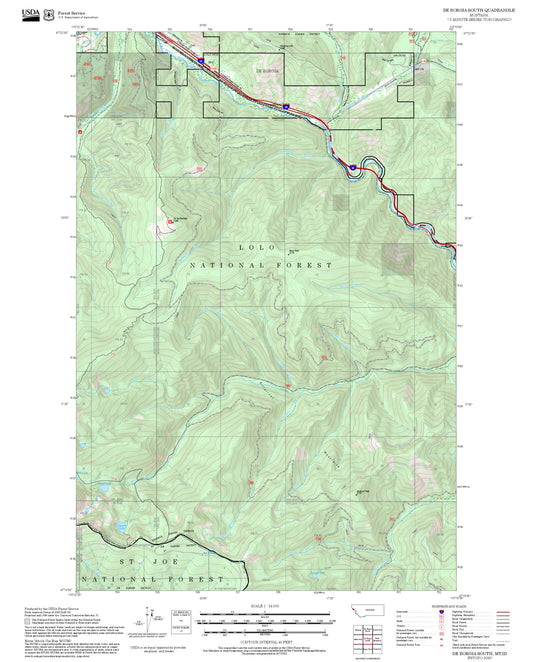 2025 Forest Service Topo Map of De Borgia South Montana