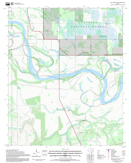 2025 Forest Service Topo Map of De Kalb NW Texas
