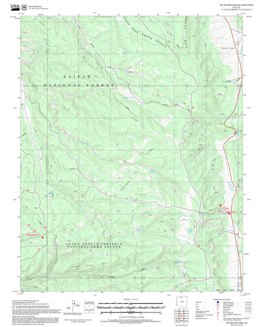 2025 Forest Service Topo Map of De Motte Park Arizona