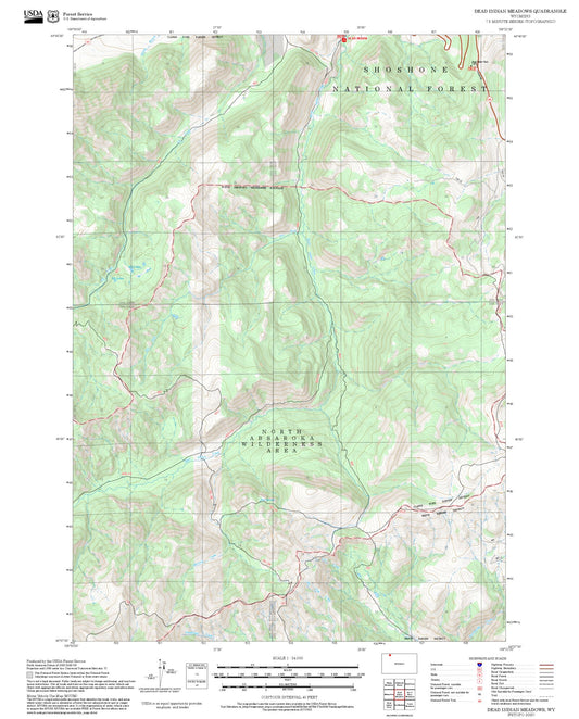 2025 Forest Service Topo Map of Dead Indian Meadows Wyoming