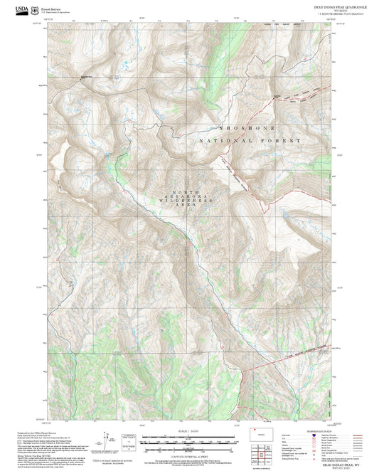 2025 Forest Service Topo Map of Dead Indian Peak Wyoming