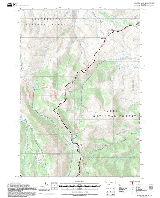 2025 Forest Service Topo Map of Deadman Lake Montana