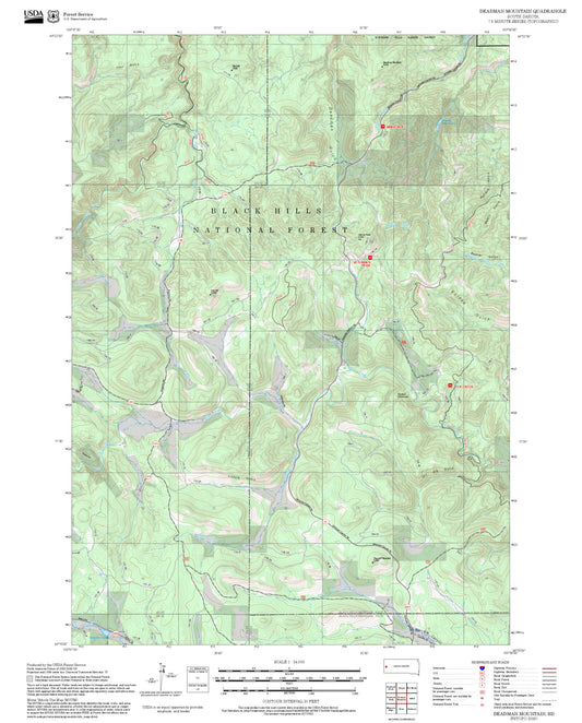 2025 Forest Service Topo Map of Deadman Mountain South Dakota