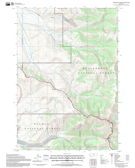 2025 Forest Service Topo Map of Deadman Pass Montana