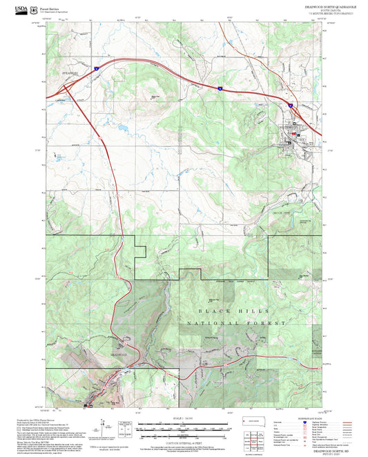 2025 Forest Service Topo Map of Deadwood North South Dakota