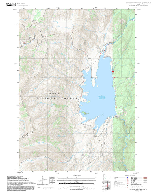 2025 Forest Service Topo Map of Deadwood Reservoir Idaho