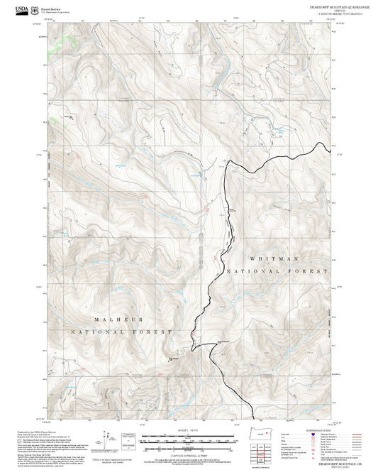 2025 Forest Service Topo Map of Deardorff Mountain Oregon