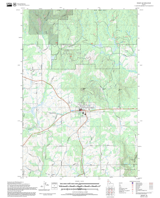 2025 Forest Service Topo Map of Deary Idaho