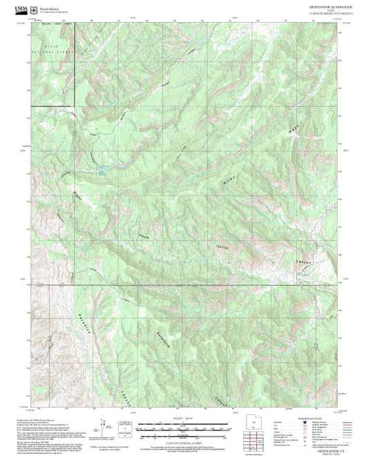 2025 Forest Service Topo Map of Death Ridge Utah