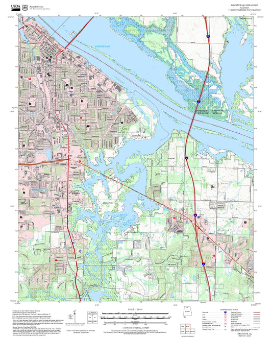 2025 Forest Service Topo Map of Decatur Alabama