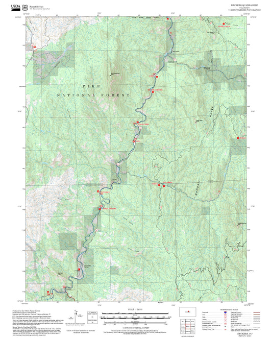 2025 Forest Service Topo Map of Deckers Colorado