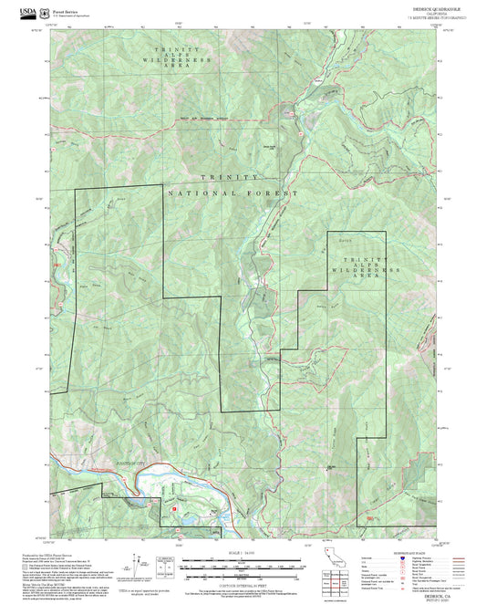 2025 Forest Service Topo Map of Dedrick California