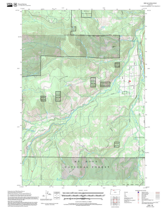 2025 Forest Service Topo Map of Dee Oregon
