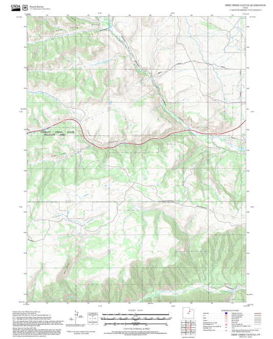 2025 Forest Service Topo Map of Deep Creek Canyon Utah
