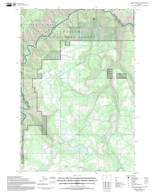 2025 Forest Service Topo Map of Deep Creek Oregon