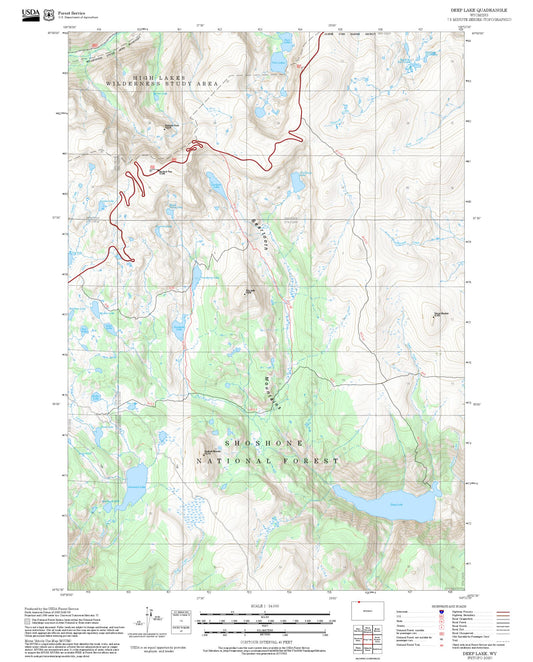 2025 Forest Service Topo Map of Deep Lake Wyoming