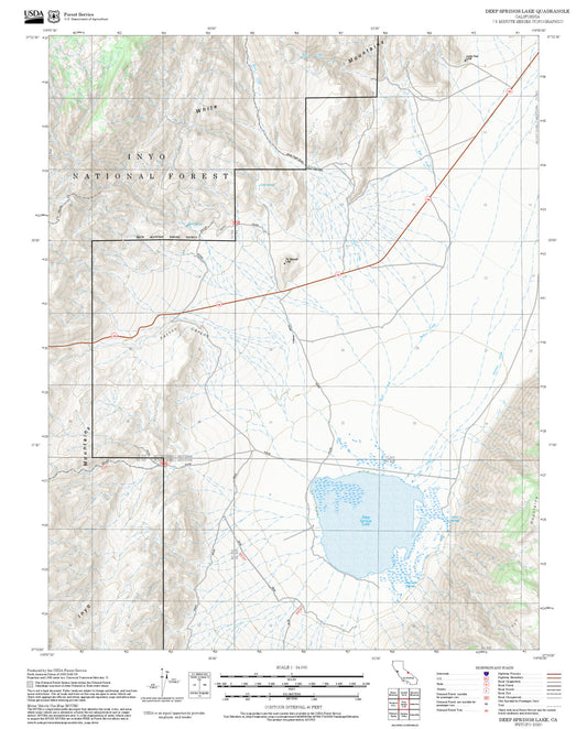 2025 Forest Service Topo Map of Deep Springs Lake California