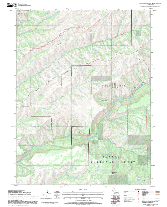2025 Forest Service Topo Map of Deer Creek Flat California