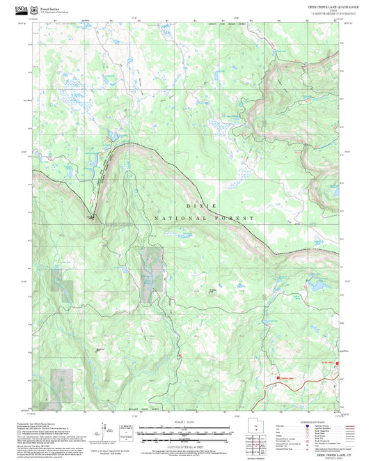 2025 Forest Service Topo Map of Deer Creek Lake Utah