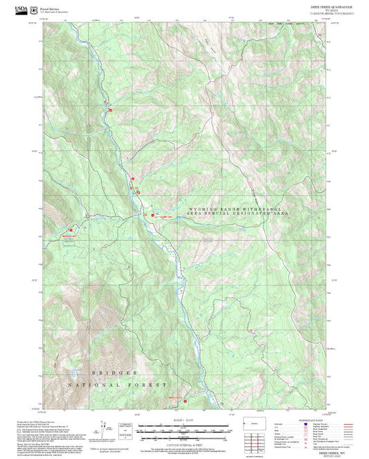 2025 Forest Service Topo Map of Deer Creek Wyoming