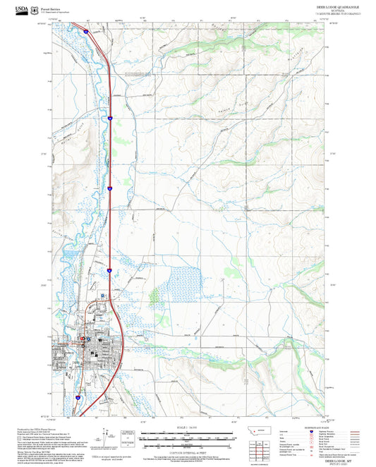 2025 Forest Service Topo Map of Deer Lodge Montana