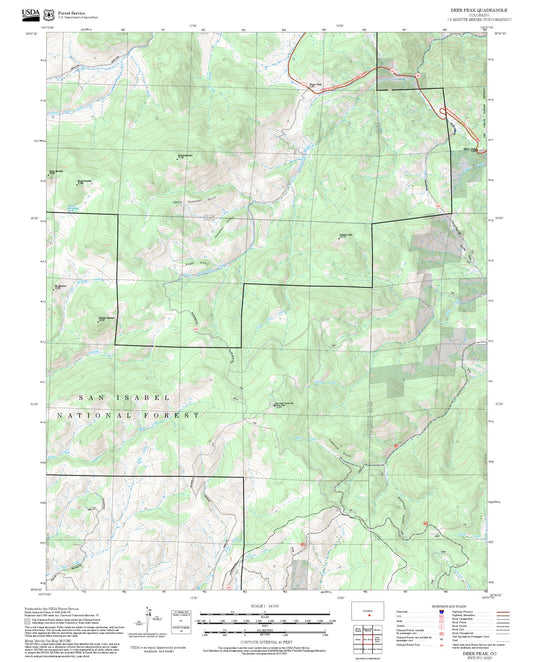 2025 Forest Service Topo Map of Deer Peak Colorado