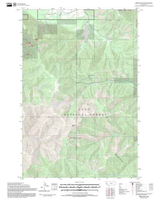 2025 Forest Service Topo Map of Deer Peak Montana