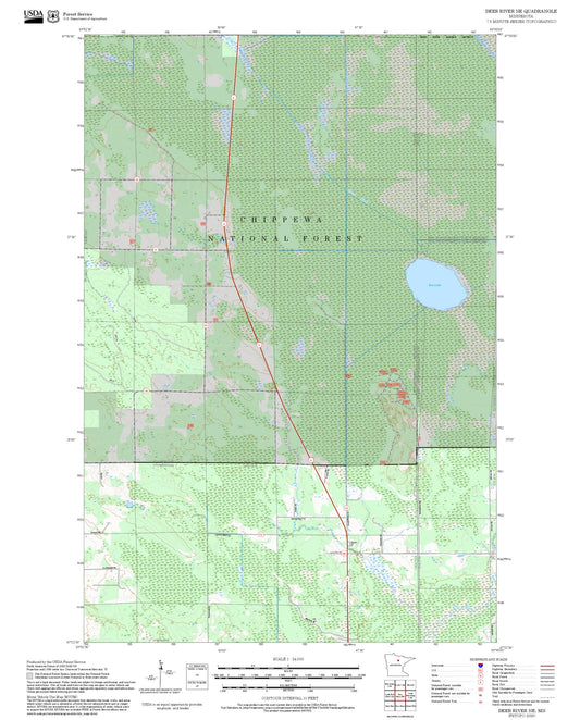 2025 Forest Service Topo Map of Deer River NE Minnesota