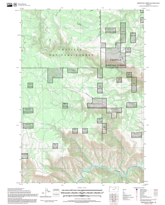 2025 Forest Service Topo Map of Deerhorn Creek Oregon