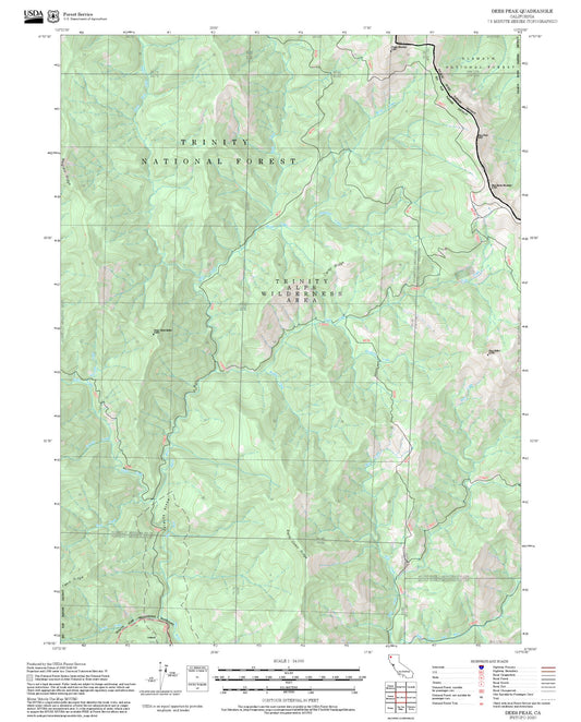 2025 Forest Service Topo Map of Dees Peak California