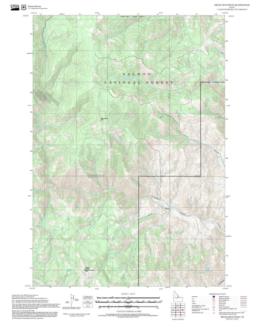 2025 Forest Service Topo Map of Degan Mountain Idaho