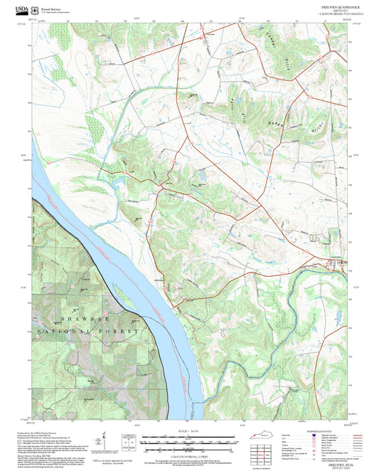 2025 Forest Service Topo Map of Dekoven Kentucky