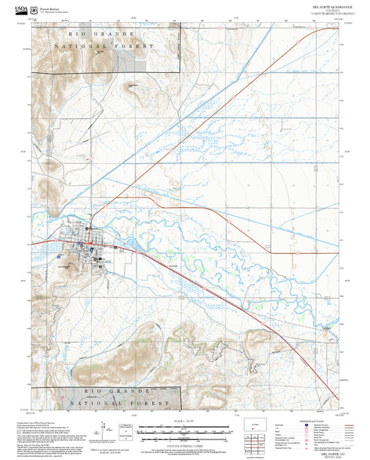 2025 Forest Service Topo Map of Del Norte Colorado