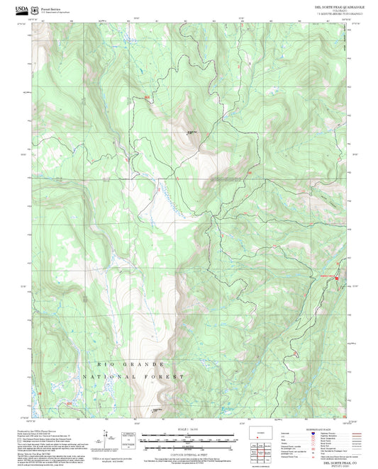 2025 Forest Service Topo Map of Del Norte Peak Colorado
