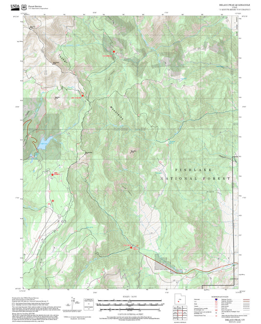 2025 Forest Service Topo Map of Delano Peak Utah