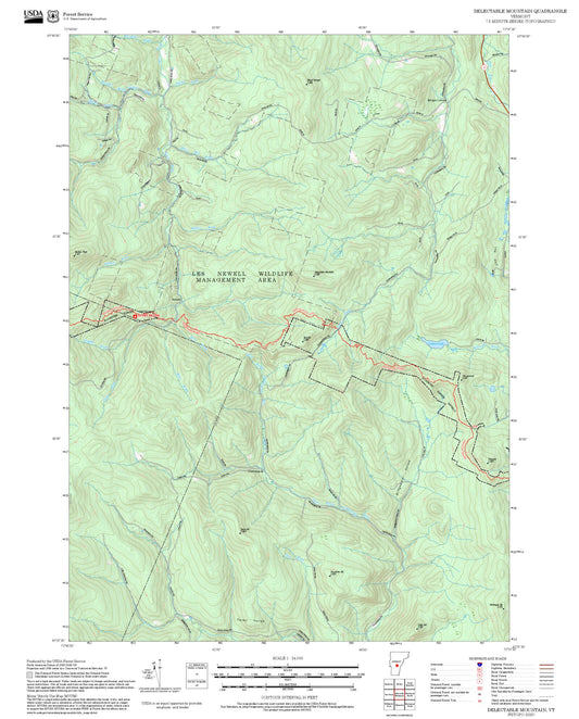 2025 Forest Service Topo Map of Delectable Mountain Vermont