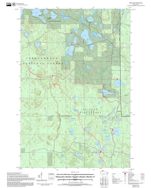 2025 Forest Service Topo Map of Delta Wisconsin