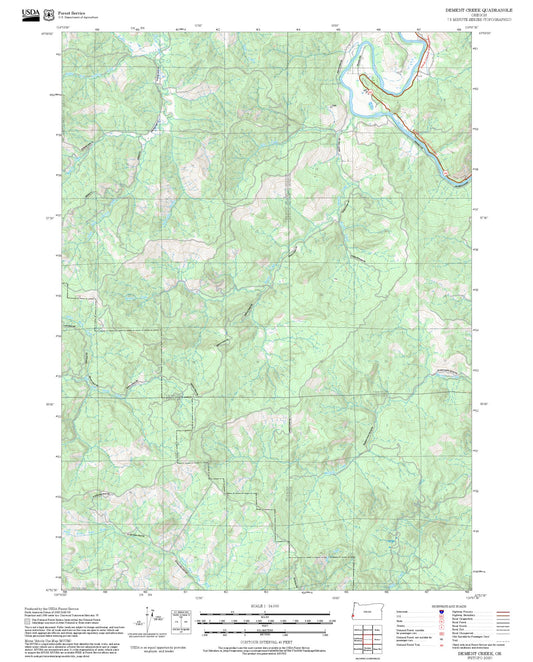 2025 Forest Service Topo Map of Dement Creek Oregon