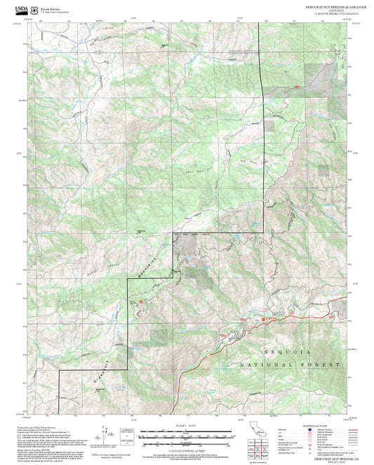2025 Forest Service Topo Map of Democrat Hot Springs California